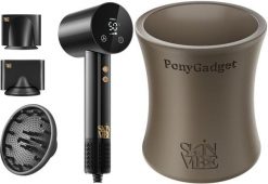 Suszarka SkinVibe SkinVibe Libra AirLoom (SV-002BK) + SkinVibe PonyGadget - Guma do włosów, brązowa, XL (SV-006BR). Brązowe suszarki do włosów SkinVibe. Za 498.00 zł.