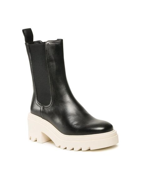 Gino Rossi Botki RST-CIRCLE-02B Czarny. Czarne botki damskie Gino Rossi, bez wzorów, ze skóry, bez obcasa, na słupku, bez zapięcia. Za 349.99 zł.