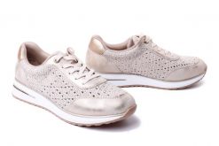 RIEKER REMONTE D1G04-60 beige combination, półbuty damskie. Brązowe półbuty damskie Rieker Remonte, bez wzorów, bez obcasa, bez zapięcia. Za 369.90 zł.