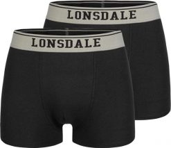 Bokserki męskie Lonsdale Oxfordshire w kolorze czarnym, 2 pary. Czarne bokserki męskie Lonsdale, bez wzorów, z bawełny. Za 160.99 zł.