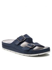 Go Soft Klapki WS121-01 Granatowy. Niebieskie klapki damskie GO SOFT, bez wzorów, ze skóry, bez obcasa, bez zapięcia. Za 119.99 zł.