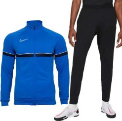 Nike Dres męski Nike Dri-FIT Academy niebiesko czarny. Czarne komplety dresowe męskie Nike, m, bez wzorów, z dresówki. Za 277.00 zł.
