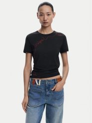 Desigual T-Shirt Charly 25WWTK08 Czarny Regular Fit. Czarne t-shirty damskie Desigual, xl, bez wzorów, z bawełny, bez kołnierzyka, bez ramiączek. Za 109.99 zł.