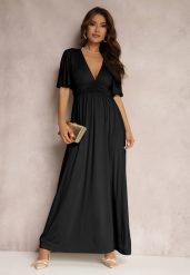 Czarna Sukienka Delsarte. Czarne sukienki damskie Renee, na wesele, l, bez wzorów, eleganckie, bez kołnierzyka, bez ramiączek, maxi, plisowane. Za 149.99 zł.