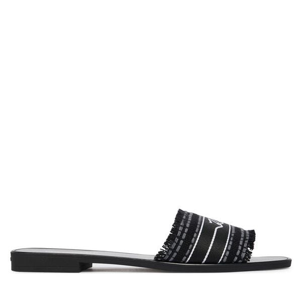 Klapki KARL LAGERFELD. Czarne klapki damskie KARL LAGERFELD, bez wzorów, bez obcasa, bez zapięcia. Za 316.99 zł.