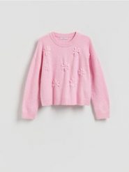 Sweter z aplikacjami 3D - różowy. Czerwone swetry nierozpinane damskie Reserved, l, z aplikacjami, z dzianiny, bez kołnierzyka, bez ramiączek. Za 129.99 zł.