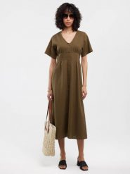 Sukienka damska midi lniana khaki Victorine 303. Zielone sukienki damskie BIG STAR, na co dzień, l, bez wzorów, z tkaniny, boho, bez kołnierzyka, bez ramiączek, midi, proste. W wyprzedaży za 199.99 zł.