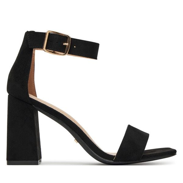 Sandały DeeZee. Czarne sandały damskie DeeZee, bez wzorów, bez obcasa, na słupku, bez zapięcia. Za 119.99 zł.