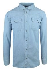 Weekendowa Koszula z Jasnego Jeansu, Prosty Krój - Pako Jeans. Niebieskie koszule męskie Pako Jeans, l, bez wzorów, z bawełny, casualowe, bez kołnierzyka, bez ramiączek. Za 185.00 zł.