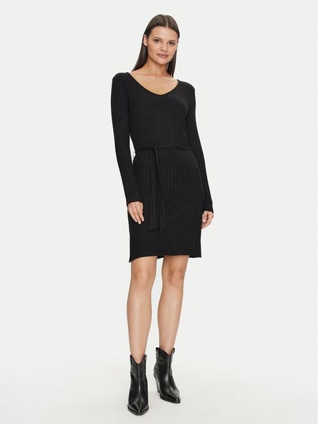 Vila Sukienka dzianinowa Divia 14095845 Czarny Regular Fit. Czarne sukienki damskie Vila, m, bez wzorów, z dzianiny, bez kołnierzyka, bez ramiączek. Za 89.99 zł.