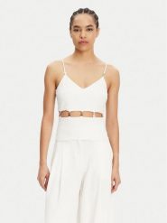 Patrizia Pepe Top 2C1635 A411 Biały Regular Fit. Białe topy damskie Patrizia Pepe, bez wzorów, z syntetyku, bez kołnierzyka, bez ramiączek. Za 619.99 zł.