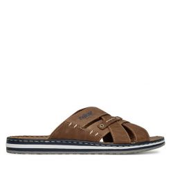 Klapki Rieker. Brązowe klapki męskie Rieker, bez wzorów, bez zapięcia. Za 229.99 zł.