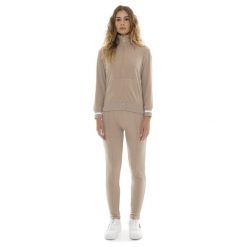 Bluza z zamek błyskawiczny na co dzień na siłownię. Brązowe bluzy damskie LEONE 1947 APPAREL, bez wzorów, z dresówki, sportowe, bez ramiączek, bez kaptura. W wyprzedaży za 224.31 zł.