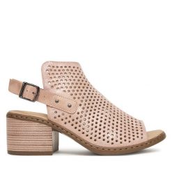 Sandały Rieker. Żółte sandały damskie Rieker, bez wzorów, bez obcasa, na słupku, bez zapięcia. Za 296.99 zł.