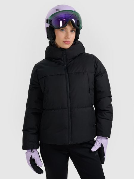 4F Kurtka narciarska membrana 5000 damska - czarna XL. Czarne kurtki sportowe damskie 4F, na zimę, xl, bez wzorów, bez ramiączek, bez kaptura, narciarskie. Za 499.99 zł.