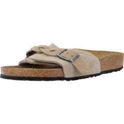 Klapki damskie Birkenstock Oita Braided Taupe Suede Calz S. Brązowe klapki damskie Birkenstock, bez wzorów, z materiału, bez obcasa, bez zapięcia. Za 813.00 zł.
