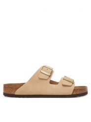 Birkenstock Klapki Arizona Sfb 1019013 Beżowy. Brązowe klapki męskie Birkenstock, bez wzorów, z nubiku, bez zapięcia. Za 389.99 zł.