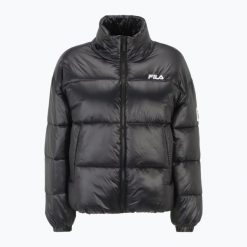 Kurtka zimowa damska FILA Lepe Shiny Puffer. Czarne kurtki sportowe damskie Fila, na zimę, m, bez wzorów, z poliamidu, bez ramiączek, bez kaptura, trekkingowe. Za 359.99 zł.