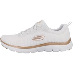 Obuwie Sportowe Damskie Skechers Mesh Lace-Up W Biały. Białe obuwie sportowe damskie Skechers, bez wzorów, z materiału, bez zapięcia, trekkingowe. Za 328.00 zł.