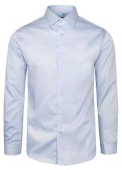 Elegancka Męska Koszula Wizytowa - VICTORIO - Błękitna, Slim. Niebieskie koszule męskie Victorio, m, bez wzorów, z bawełny, eleganckie, bez kołnierzyka, bez ramiączek. Za 159.00 zł.