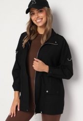 Czarna Kurtka Parka z Kapturem Ściągana Troczkami z Regulowanymi Rękawami Terilles. Czarne kurtki damskie Born2be, l, bez wzorów, z jeansu, z kapturem. Za 249.99 zł.