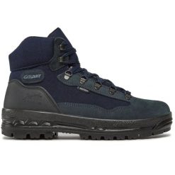 Buty trekkingowe damskie Grisport. Niebieskie obuwie trekkingowe damskie Grisport, z zamszu, przed kolano, bez zapięcia. Za 237.00 zł.
