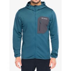 Bluza z kapturem męska Columbia Tall Heights Hdd Grid Fleece Full Zip. Niebieskie bluzy męskie Columbia, m, bez wzorów, sportowe, bez ramiączek, z kapturem. Za 412.49 zł.