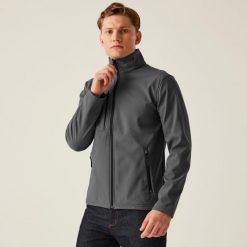 Męska 3-warstwowa kurtka softshell z membraną Octagon II do druku. Szare kurtki męskie Regatta, m, bez wzorów, z polaru, sportowe, bez kaptura. Za 219.99 zł.
