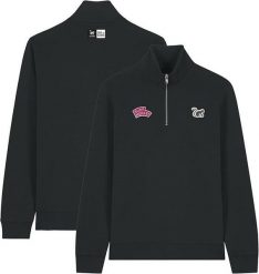 Bluza z zamkiem 1/4 – Polo – Organiczna – Dla dorosłych (Czarna). Czarne bluzy damskie SURF MONKEY, xl, z aplikacjami, z bawełny, eleganckie, bez ramiączek, bez kaptura. Za 349.95 zł.