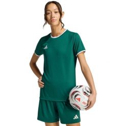 Koszulka damska adidas Entrada 26 Jersey zielona. Brązowe bluzki damskie Adidas, bez wzorów, z jersey, sportowe, bez kołnierzyka, bez ramiączek. Za 60.99 zł.