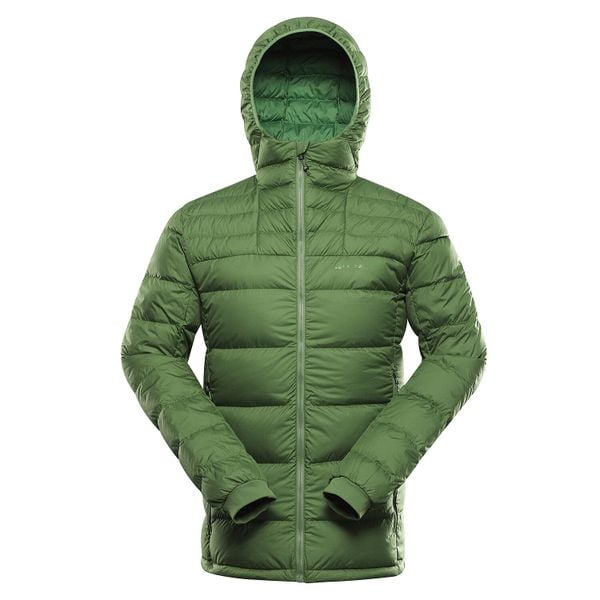Kurtka męska puchowa Alpine Pro Rogit lekka. Zielone kurtki męskie Alpine Pro, m, bez wzorów, z materiału, sportowe, z kapturem. Za 519.00 zł.
