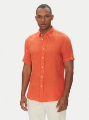 Tommy Hilfiger Koszula MW0MW35207 Pomarańczowy Regular Fit. Brązowe koszule męskie Tommy Hilfiger, l, bez wzorów, ze lnu, bez kołnierzyka, bez ramiączek. Za 349.99 zł.