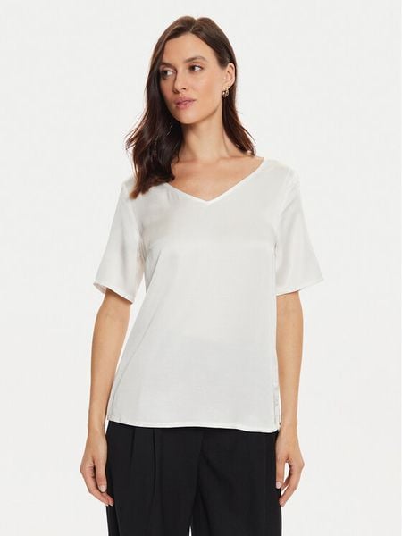 Tatuum Bluzka Mekonga T2416.044B Écru Regular Fit. Bluzki damskie Tatuum, bez wzorów, z wiskozy, bez kołnierzyka, bez ramiączek. Za 109.99 zł.