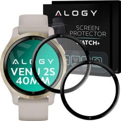 Alogy Alogy 2x Szkło na smartwatch elastyczne 3D do Garmin Venu 2s 40mm Black uniwersalny. Czarne zegarki smartwatch Alogy, bez wzorów. Za 20.41 zł.