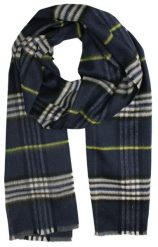 Szalik Miękki Granatowy w Kratkę, Firmy V.Fraas -Cashmink- Elegancki, Męski. Niebieskie szaliki męskie V. Fraas, bez wzorów, z bawełny. Za 65.00 zł.