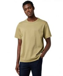 MĘSKA KOSZULKA WRANGLER SS SOLID TEE ALOE 112371504. T-shirty męskie Wrangler, m, bez wzorów, bez kołnierzyka, bez ramiączek. Za 79.99 zł.