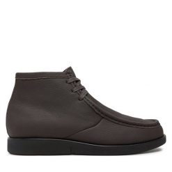 Trzewiki Calvin Klein. Brązowe botki męskie Calvin Klein, bez wzorów, bez obcasa, bez zapięcia. Za 639.99 zł.