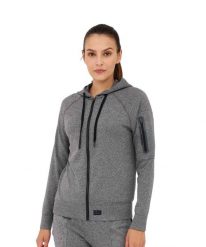Bluza damska wełniana z kapturem Brubeck OUTDOOR MERINO. Szare bluzy damskie Brubeck, s, bez wzorów, z materiału, eleganckie, bez ramiączek, z kapturem. Za 399.00 zł.