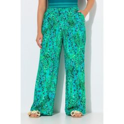 Damskie Spodnie palazzo zwierzęcy wzór szeroka nogawka elastyczny pas. Spodnie dresowe damskie Ulla Popken, bez wzorów, z materiału, sportowe, długie. Za 239.99 zł.