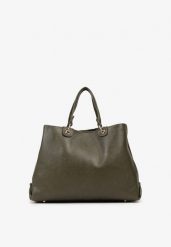 Ciemnozielona Dwukomorowa Torebka Typu Shopper Ozdobiona Metalicznymi Aplikacjami Adorrive. Zielone torebki do ręki damskie Born2be, z aplikacjami, z jeansu, bez dodatków. Za 169.99 zł.