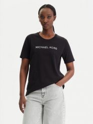 MICHAEL Michael Kors T-Shirt MR651QP97J Czarny Regular Fit. Czarne t-shirty damskie MICHAEL Michael Kors, xxl, bez wzorów, z bawełny, bez kołnierzyka, bez ramiączek. Za 419.99 zł.