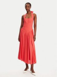 Bardot Sukienka koktajlowa Marabella Halter 59803DB1 Koralowy Regular Fit. Pomarańczowe sukienki damskie Bardot, bez wzorów, z wiskozy, wizytowe, bez kołnierzyka, bez ramiączek. Za 429.99 zł.