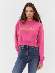 Guess Bluza W3BQ13 KB681 Różowy Regular Fit. Czerwone bluzy damskie Guess, xl, z aplikacjami, z syntetyku, bez ramiączek, bez kaptura. Za 169.99 zł.