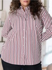 Bawełniana koszula w paski PLUS SIZE - wielobarwny. Koszule damskie Sinsay, plus size, bez wzorów, z bawełny, bez kołnierzyka, bez ramiączek. Za 35.99 zł.