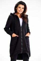 Długa bluza damska z kapturem i kieszeniami czarna. Czarne bluzy damskie Infinite You, l, bez wzorów, z bawełny, eleganckie, bez ramiączek, z kapturem. Za 299.00 zł.