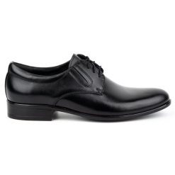 Kampol Buty męskie wizytowe skórzane 323KAM czarne. Czarne buty wizytowe męskie bez wzorów, bez obcasa, bez zapięcia. Za 362.62 zł.
