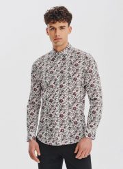 PAKO LORENTE – Biała koszula w kwiaty. Białe koszule męskie Pako Lorente, m, bez wzorów, z bawełny, klasyczne, bez kołnierzyka, bez ramiączek. Za 299.99 zł.