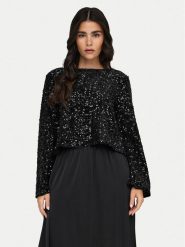 JDY Bluzka Sara 15337655 Czarny Regular Fit. Czarne bluzki damskie JDY, xl, bez wzorów, z syntetyku, bez kołnierzyka, bez ramiączek. Za 139.99 zł.