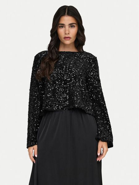 JDY Bluzka Sara 15337655 Czarny Regular Fit. Czarne bluzki damskie JDY, xl, bez wzorów, z syntetyku, bez kołnierzyka, bez ramiączek. Za 139.99 zł.
