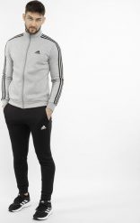 Adidas Dres męski adidas Basic 3-Stripes Fleece szaro-czarny IA3073 S. Czarne komplety dresowe męskie Adidas, m, bez wzorów, z dresówki. Za 325.02 zł.